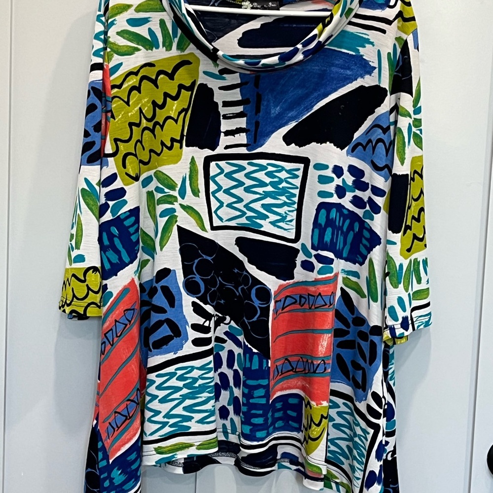 INC International Concepts Multicolor Patterned Top